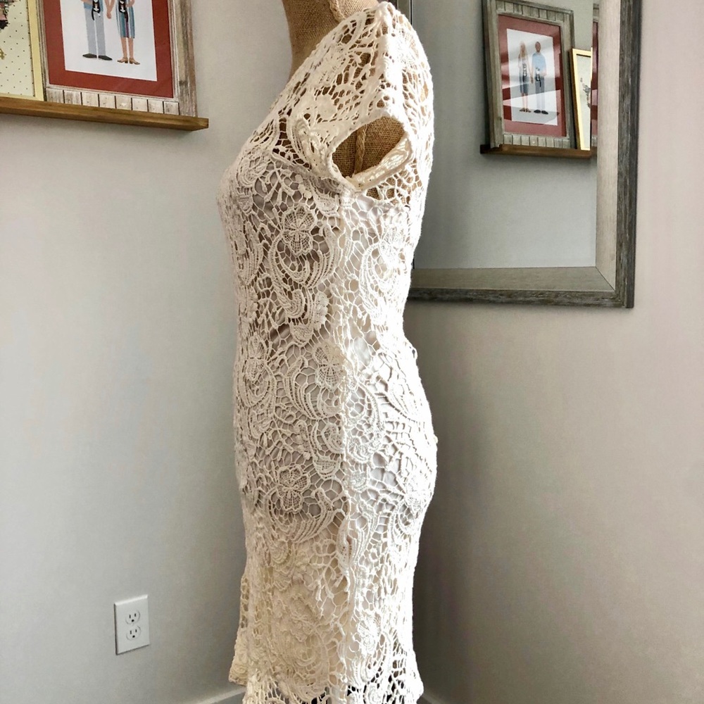 Lauren Conrad Ivory Cream Floral Lace Cotton Dress - Picture 9 of 10